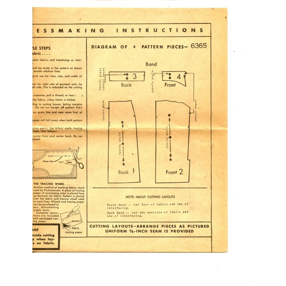 Butterick 6365 Vintage Sewing Pattern 4-Gore Skirt Empire Waist 24" Waist 33" Hi - Picture 3 of 4